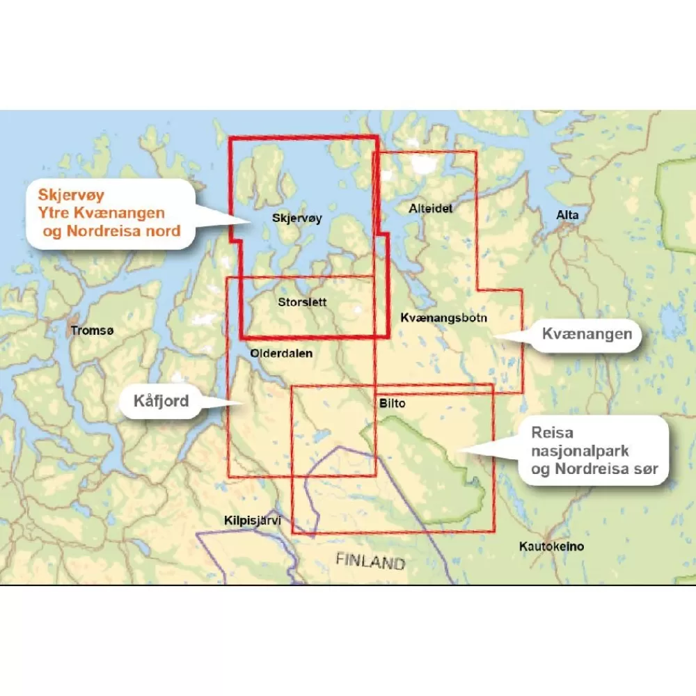 Sale Skjervoy, Ytre Kvaenangen, Nordreisa Nord Opaskirjat Ja Kartat